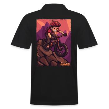 Adventure Mountain Biking Mountain Bike Design - Men's Polo Shirt - black - Back - Kai (181cm)