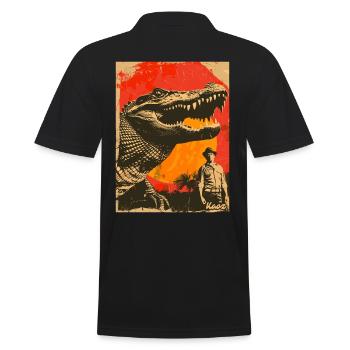 Retro Dinosaur Crocodile Adventure - Men's Polo Shirt - black - Back - Kai (181cm)