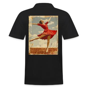 Vintage Ballerina auf dem Feld - Männer Poloshirt - Schwarz - Hinten - Kai (181cm)