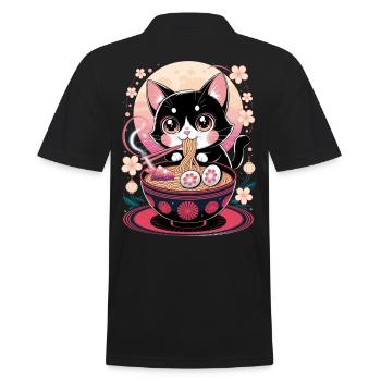 Kawaii Katze Ramen Nudeln Anime Katze - Männer Poloshirt - Schwarz - Hinten - Kai (181cm)