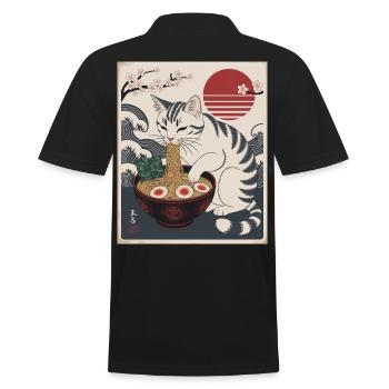 Kawaii Katze Ramen Nudeln Anime Katze - Männer Poloshirt - Schwarz - Hinten - Kai (181cm)