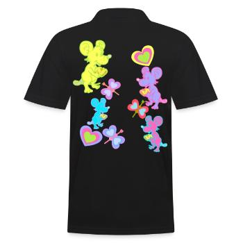Maus Mäuse Retro Vintage old school Kinder - Männer Poloshirt - Schwarz - Hinten - Kai (181cm)