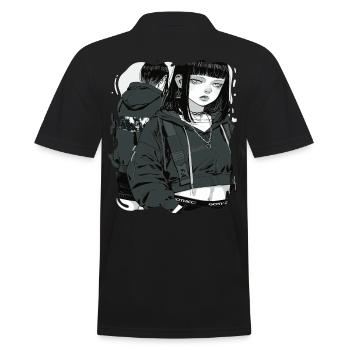 Dark Gothic Anime Girl Aesthetic - Men's Polo Shirt - black - Back - Kai (181cm)