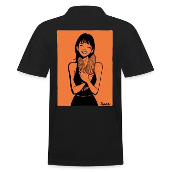 Glückliches Mädchen mit Maiskolben - Männer Poloshirt - Schwarz - Hinten - Kai (181cm)