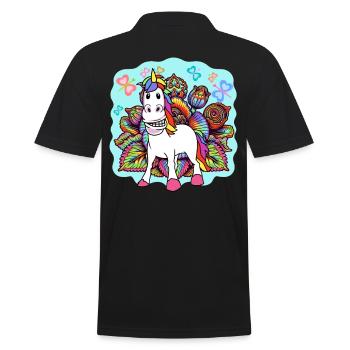 Summer Hippie Unicorn Unicorns Horse Horses - Men's Polo Shirt - black - Back - Kai (181cm)