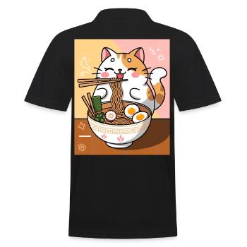 Kawaii Katze Ramen Nudeln Anime Katze - Männer Poloshirt - Schwarz - Hinten - Kai (181cm)
