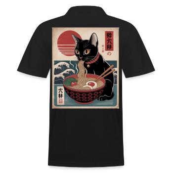 Kawaii Katze Ramen Nudeln Anime Katze - Männer Poloshirt - Schwarz - Hinten - Kai (181cm)