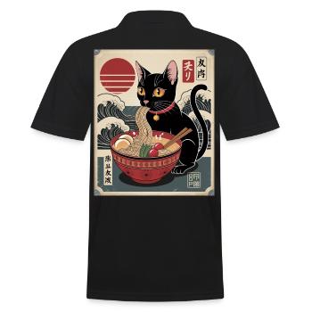 Kawaii Katze Ramen Nudeln Anime Katze - Männer Poloshirt - Schwarz - Hinten - Kai (181cm)