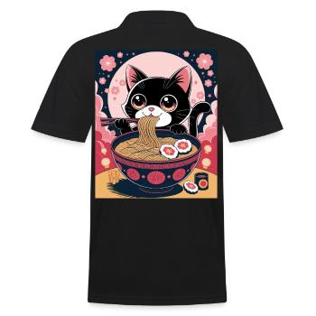 Kawaii Katze Ramen Nudeln Anime Katze - Männer Poloshirt - Schwarz - Hinten - Kai (181cm)