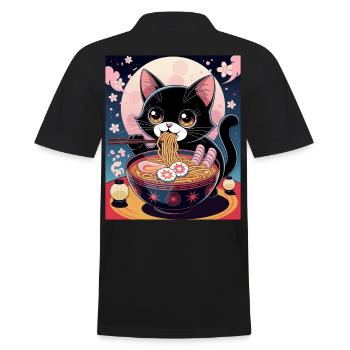 Kawaii Katze Ramen Nudeln Anime Katze - Männer Poloshirt - Schwarz - Hinten - Kai (181cm)