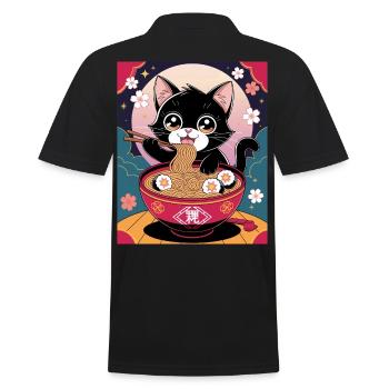 Kawaii Katze Ramen Nudeln Anime Katze - Männer Poloshirt - Schwarz - Hinten - Kai (181cm)