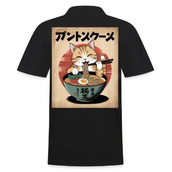 Kawaii Katze Ramen Nudeln Anime Katze - Männer Poloshirt - Schwarz - Hinten - Kai (181cm)