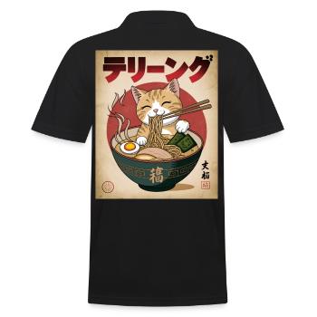 Kawaii Katze Ramen Nudeln Anime Katze - Männer Poloshirt - Schwarz - Hinten - Kai (181cm)