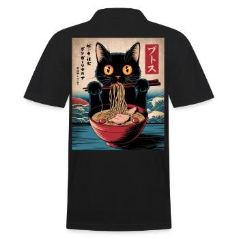 Kawaii Katze Ramen Nudeln Anime Katze - Männer Poloshirt - Schwarz - Hinten - Kai (181cm)