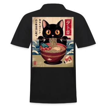 Kawaii Katze Ramen Nudeln Anime Katze - Männer Poloshirt - Schwarz - Hinten - Kai (181cm)