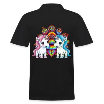indian unicorn unicorns india mythical animals hippie - Men's Polo Shirt - black - Back - Kai (181cm)
