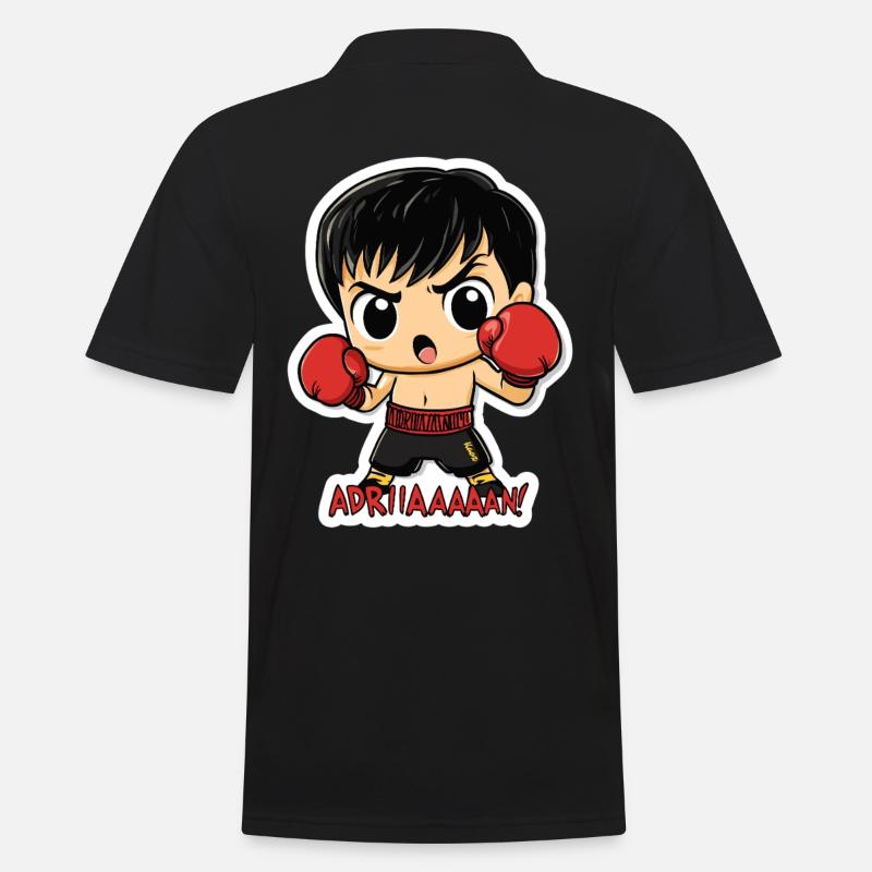 Chibi Boxer – Kampfgeist mit Kultzitat - Männer Poloshirt - Schwarz