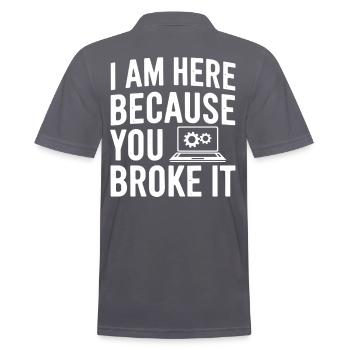 Administrator Support Nerd Computer Tech - Men's Polo Shirt - charcoal grey - Back - Nico (186cm)