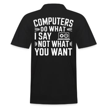 Administrator Support Nerd Computer Tech - Men's Polo Shirt - black - Back - Kai (181cm)