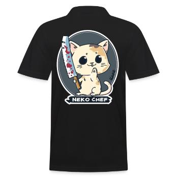 Neko Chef - Chat effronté avec couteau de chef - Polo Homme - noir - Dos - Kai (181cm)