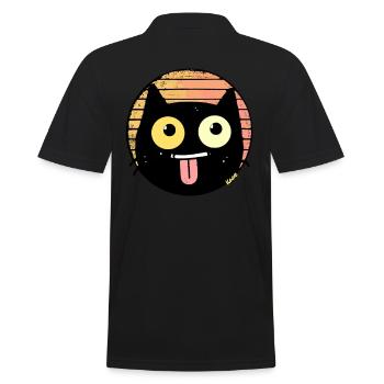 Naughty Retro Cat - Men's Polo Shirt - black - Back - Kai (181cm)