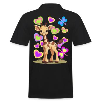 Giraffe Giraffen Kind Kinder - Männer Poloshirt - Schwarz - Hinten - Kai (181cm)