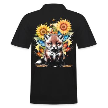 Fox Foxes Nature Flowers Child - Men's Polo Shirt - black - Back - Kai (181cm)