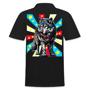 Tattoo Wolf Wölfe - Männer Poloshirt - Schwarz - Hinten - Kai (181cm)