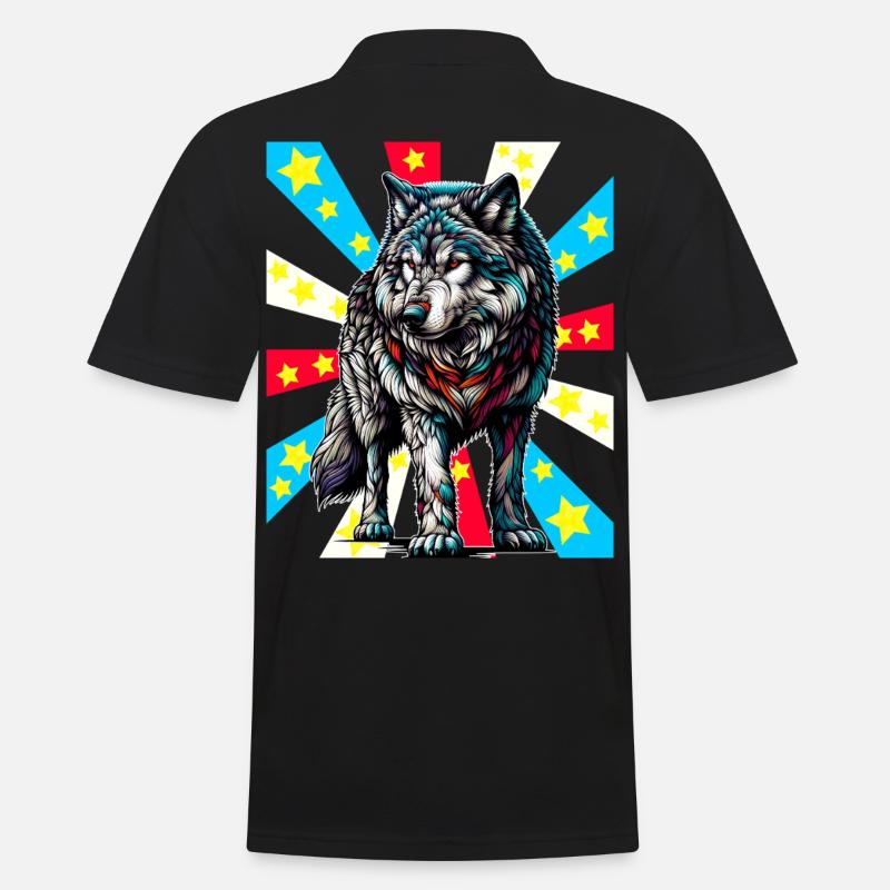 Tattoo Wolf Wölfe - Männer Poloshirt - Schwarz