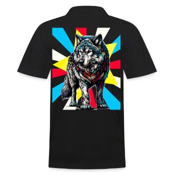 Wolf Wölfe Tattoo - Männer Poloshirt - Schwarz - Hinten - Kai (181cm)