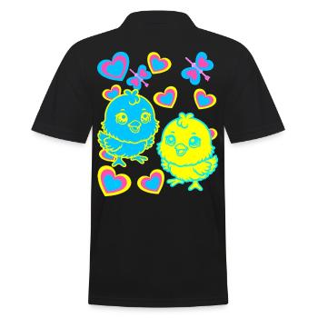 Easter Kids Child Chick Retro 80s 90s - Men's Polo Shirt - black - Back - Kai (181cm)