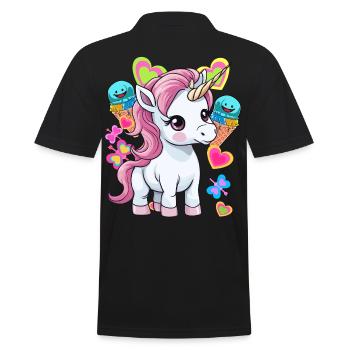 Eis Eiscrem Kinder Kind Sommer Einhorn Baby - Männer Poloshirt - Schwarz - Hinten - Kai (181cm)