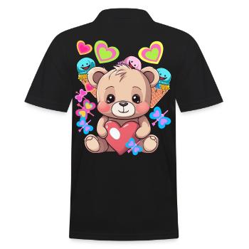 Mignon Teddy Glace Crème Coeur Coeurs Enfant Enfants Bébé - Polo Homme - noir - Dos - Kai (181cm)