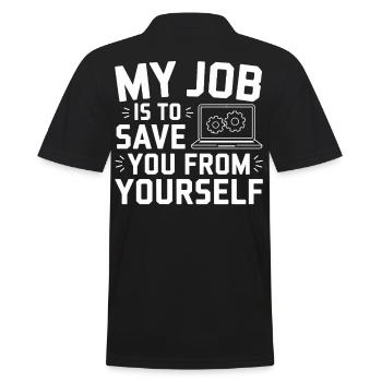 Administrator Support Nerd Computer Tech - Men's Polo Shirt - black - Back - Kai (181cm)