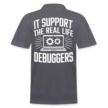Administrator Support Nerd Computer Tech - Men's Polo Shirt - charcoal grey - Back - Nico (186cm)