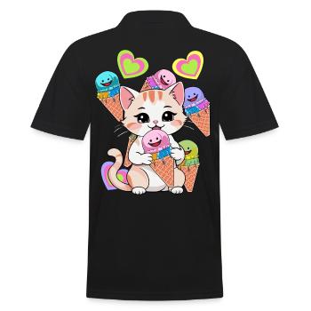 Katze Katzen Eis Kinder Kind Baby Kleinkinder - Männer Poloshirt - Schwarz - Hinten - Kai (181cm)