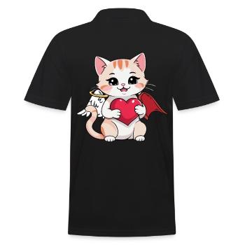 Cat Cats Angel Devil Occult Spiritual - Men's Polo Shirt - black - Back - Kai (181cm)