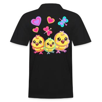 Retro Easter Chick Kids Child Baby 80s 90s - Men's Polo Shirt - black - Back - Kai (181cm)