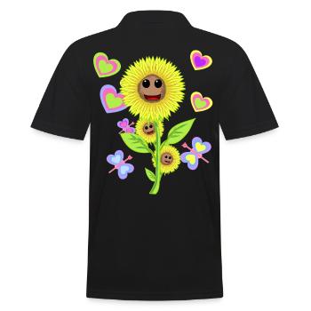 Sonnenblume Sonnenblumen Garten Blume Blumen - Männer Poloshirt - Schwarz - Hinten - Kai (181cm)