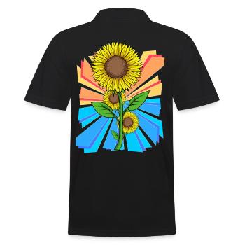 Sonneunblume Blumen Blume Garten Retro - Männer Poloshirt - Schwarz - Hinten - Kai (181cm)