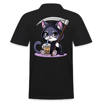Sensenmann Katze Anime Katze Bubble Tea - Männer Poloshirt - Schwarz - Hinten - Kai (181cm)