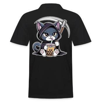 Sensenmann Katze Anime Katze Bubble Tea - Männer Poloshirt - Schwarz - Hinten - Kai (181cm)