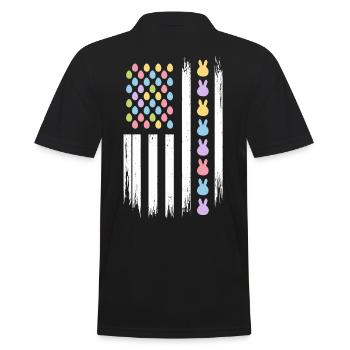 Ostern Eier Hasen Amerikanische Flagge - Männer Poloshirt - Schwarz - Hinten - Kai (181cm)