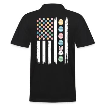 Ostern Eier Hasen Amerikanische Flagge - Männer Poloshirt - Schwarz - Hinten - Kai (181cm)