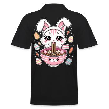 Easter Kawaii Anime Cat Ramen - Men's Polo Shirt - black - Back - Kai (181cm)