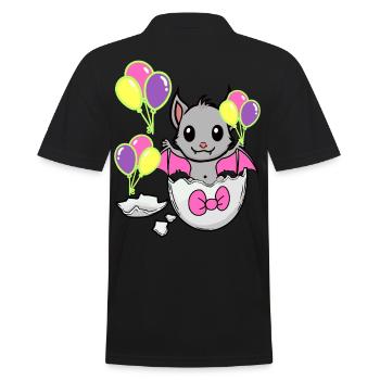 Fledermaus Baby Geburt Geburtstag Kinder Kind Ei - Männer Poloshirt - Schwarz - Hinten - Kai (181cm)