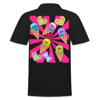 Eis Eiskrem Eiscrem Retro 80er 90er Sommer - Männer Poloshirt - Schwarz - Hinten - Kai (181cm)