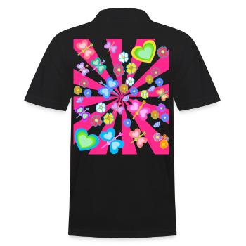 Spring Summer Kids Child Retro Vintage 80s - Men's Polo Shirt - black - Back - Kai (181cm)