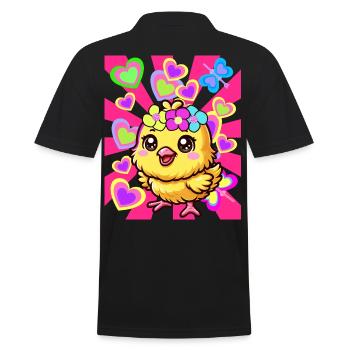 Spring Easter Chick Kids Child Baby - Men's Polo Shirt - black - Back - Kai (181cm)