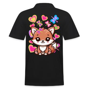 Fuchs Füchse Kinder Kind Baby - Männer Poloshirt - Schwarz - Hinten - Kai (181cm)